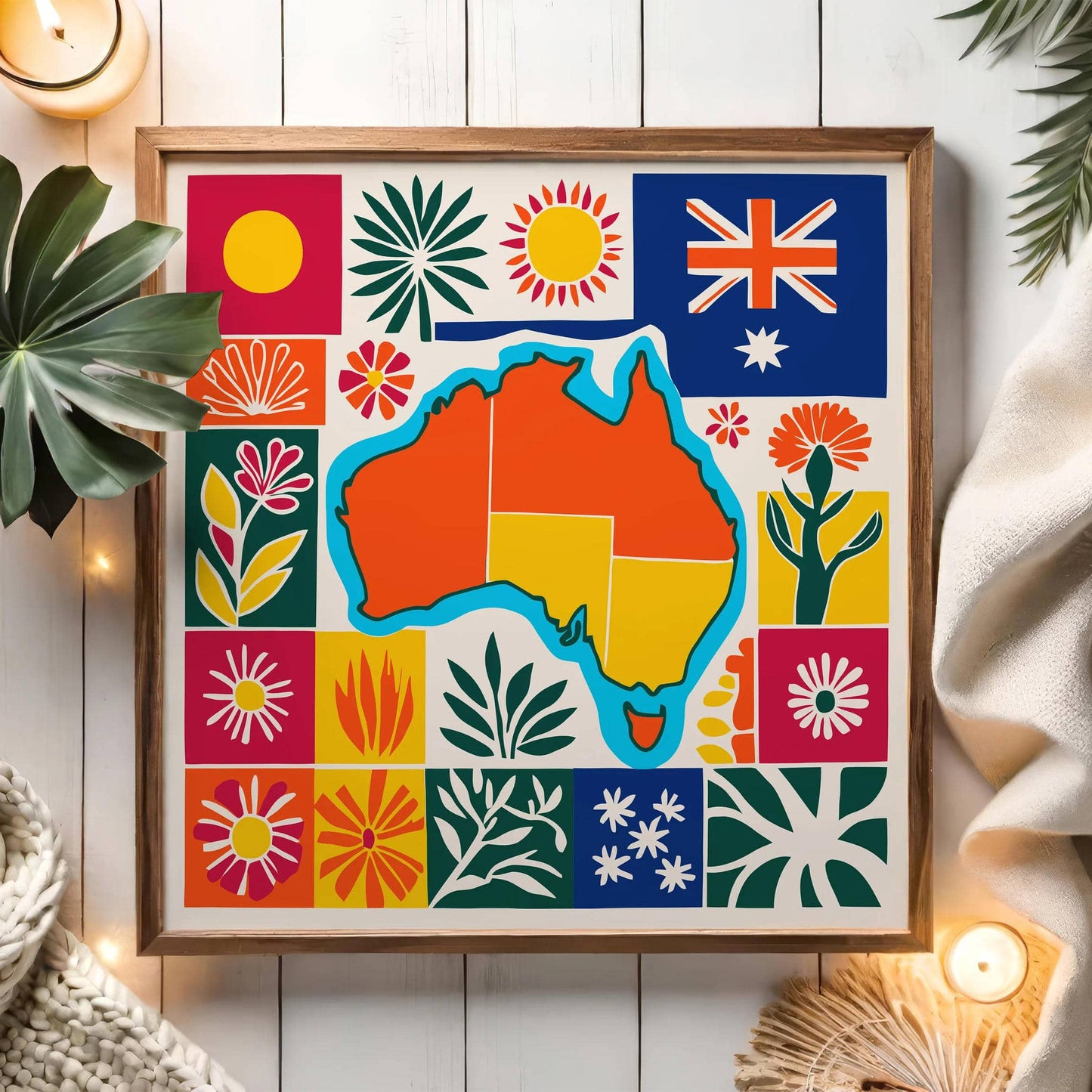 Australia Map Colorful Square Print - HypeSheriff