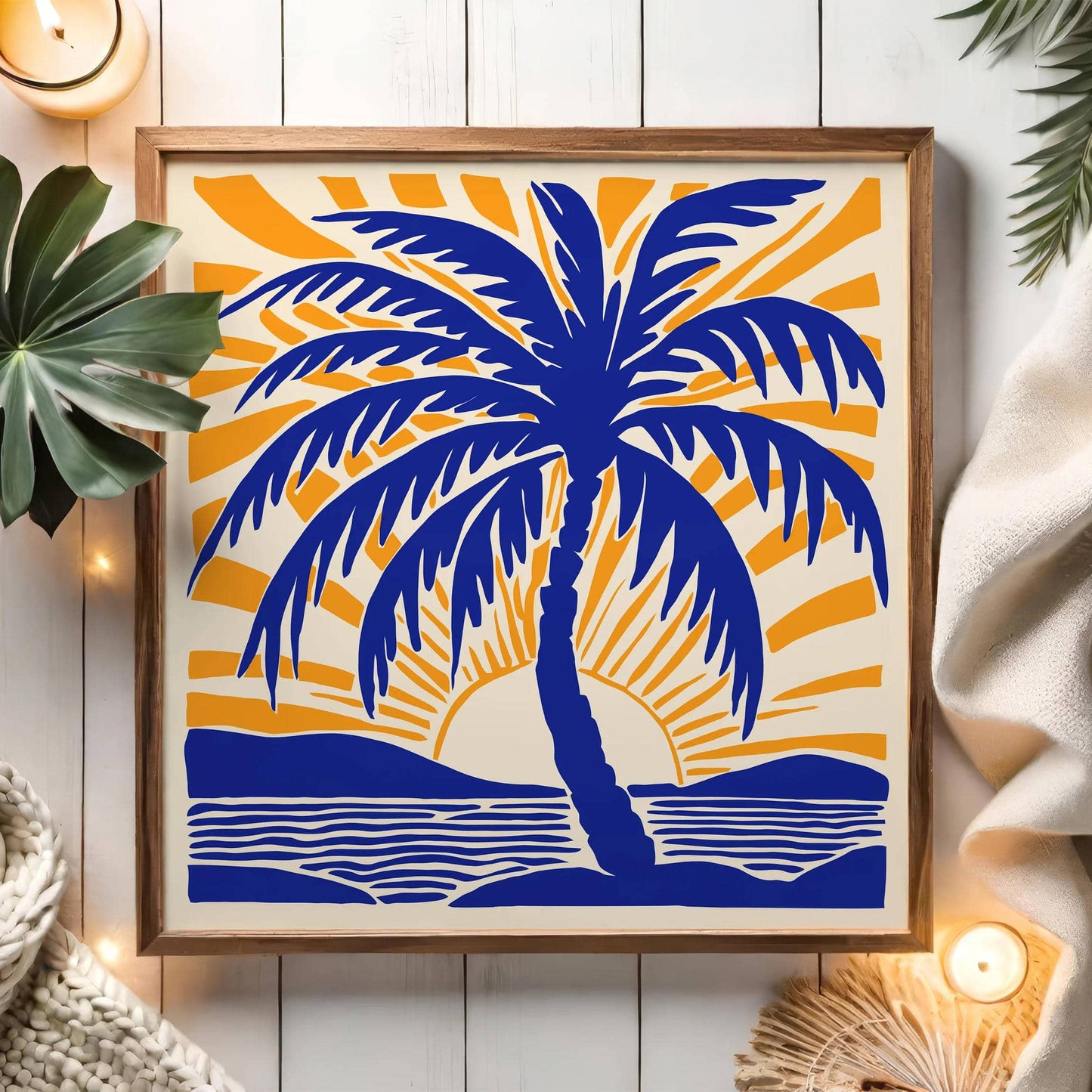 Tropical Palm Tree and Sunset Art Print - HypeSheriff