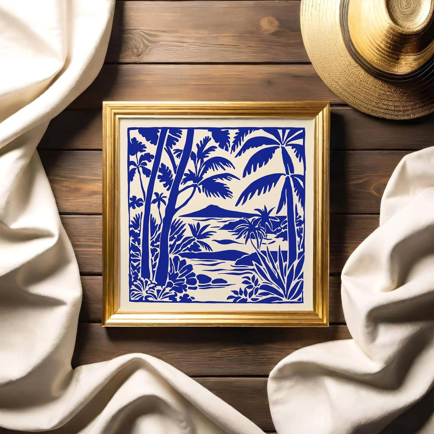 Blue Hawaii Landscape Wall Art – Honeymoon Gift, Square Print