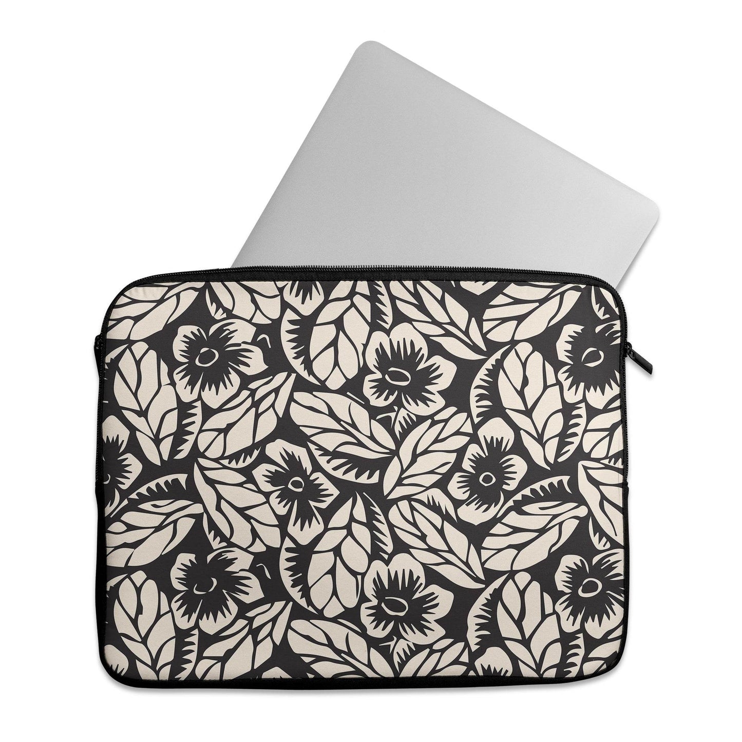 Black and White Floral Macbook Case - HypeSheriff