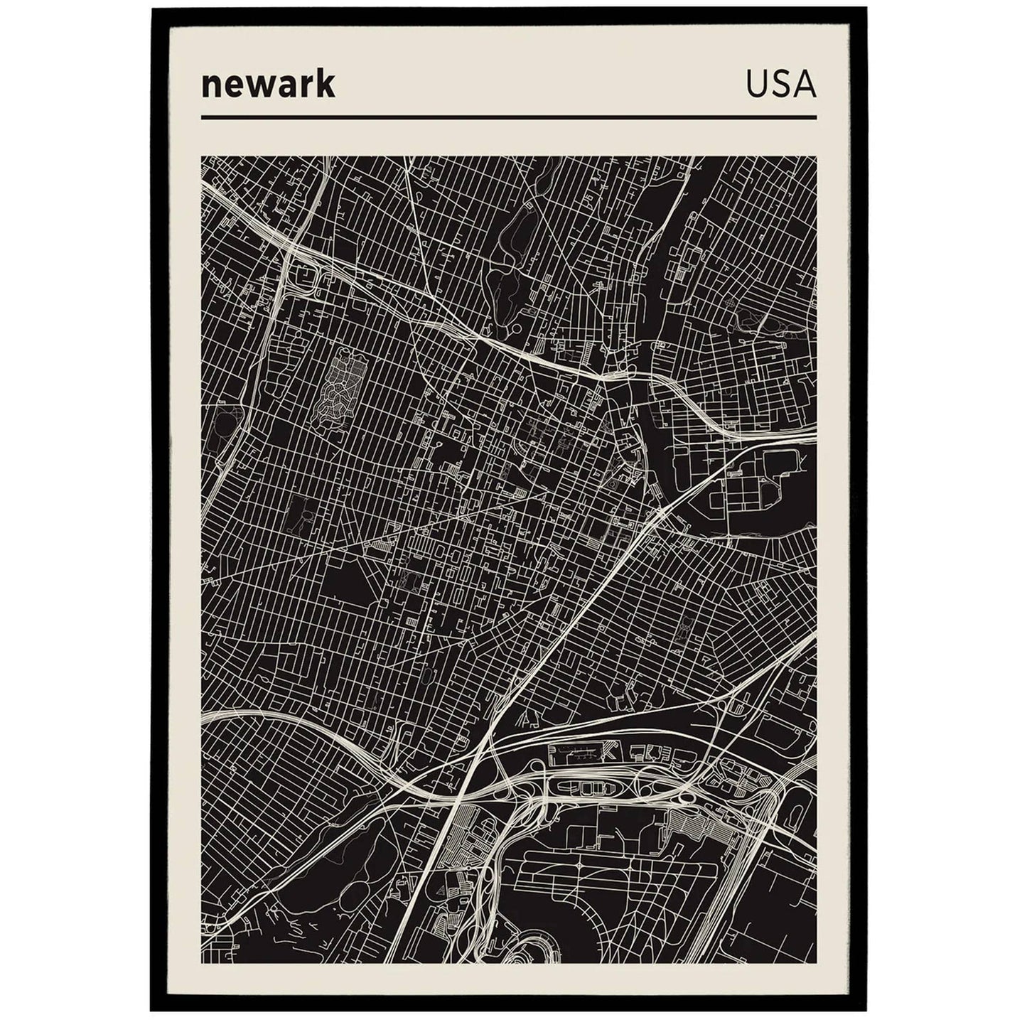 Newark USA City Map Poster - HypeSheriff