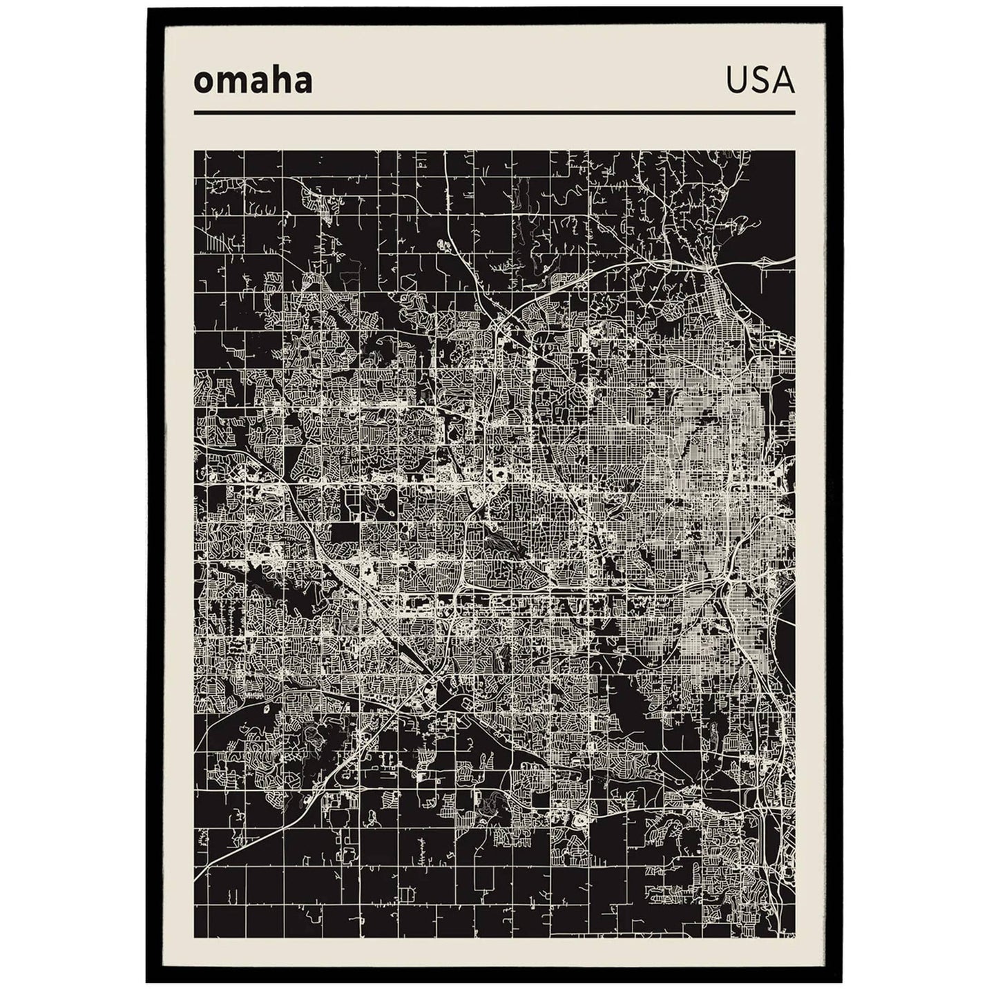 USA, Omaha Map Poster - HypeSheriff