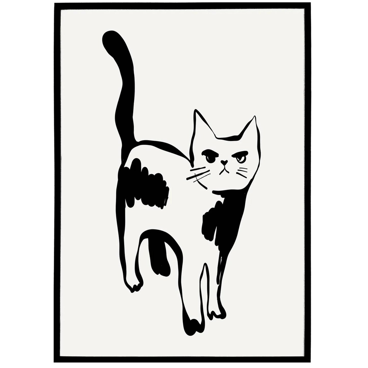 Handdrawn Funny Cat Minimalist Poster - HypeSheriff