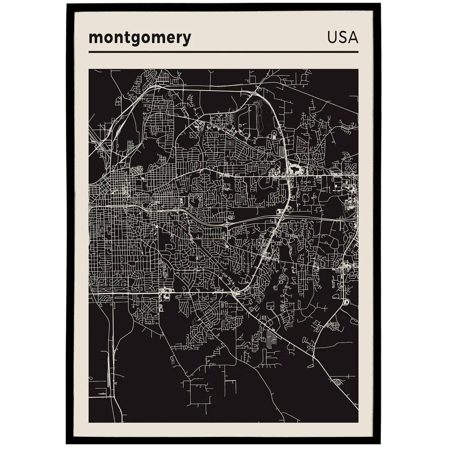 Montgomery, Alabama - City Map Poster - HypeSheriff