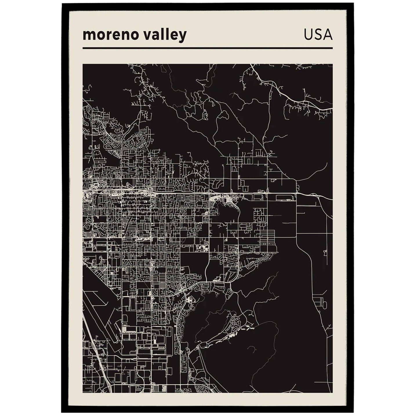 Moreno Valley USA - City Map Poster - HypeSheriff