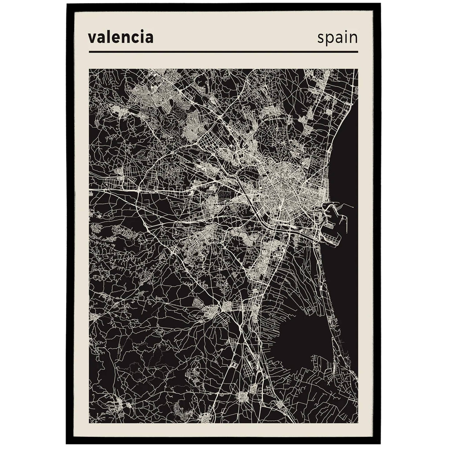 Valencia, Spain Map Posters - HypeSheriff