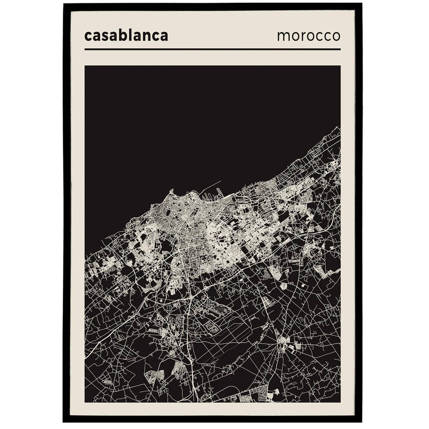 Casablanca, Morocco - Map Poster - HypeSheriff