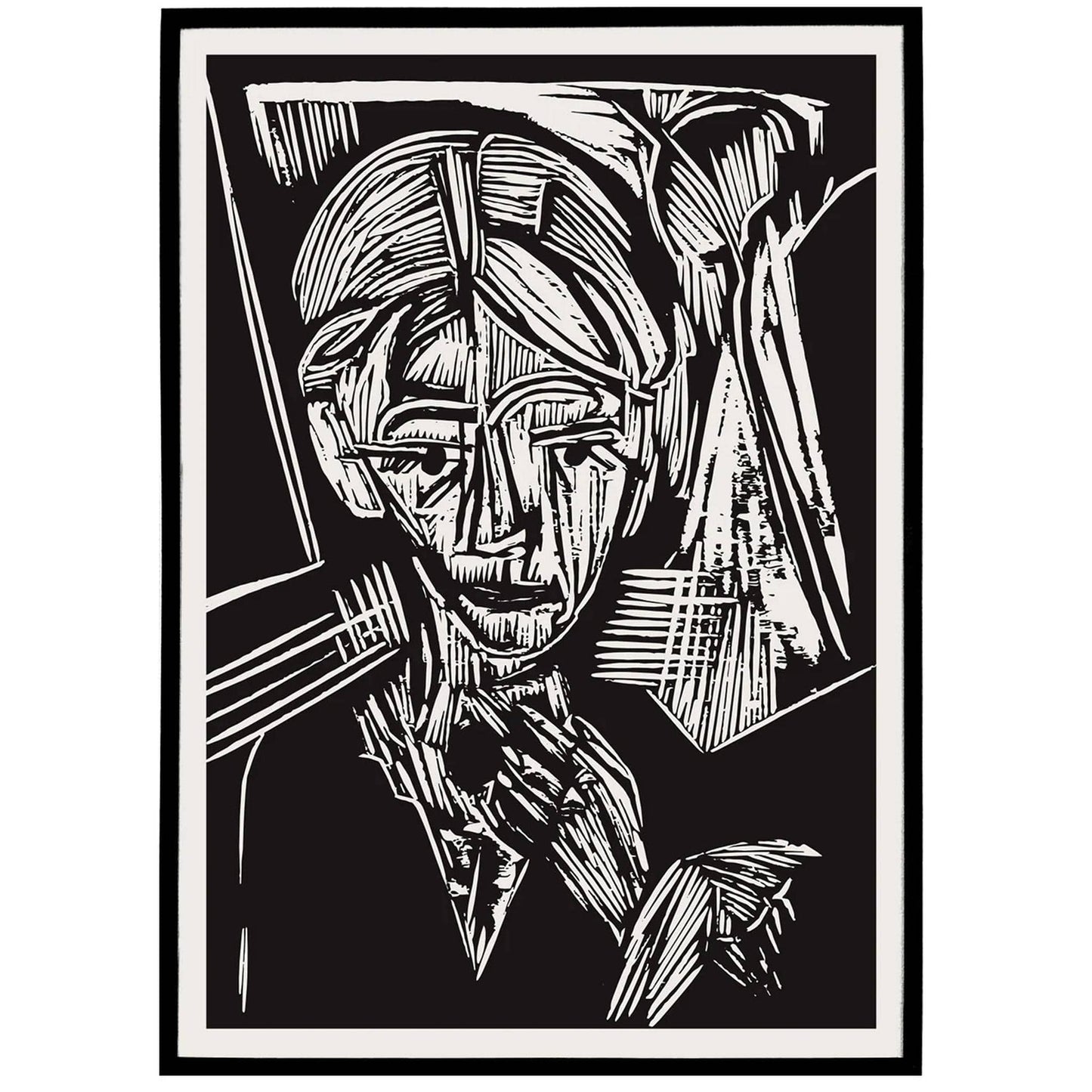 Black and White Cubism Art Print - HypeSheriff