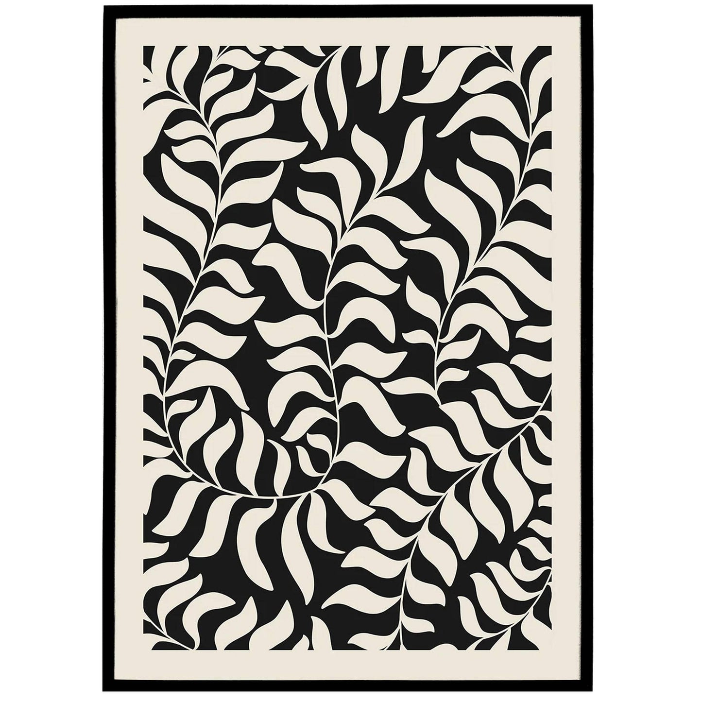 Black Floral Leaves Nature Poster - HypeSheriff