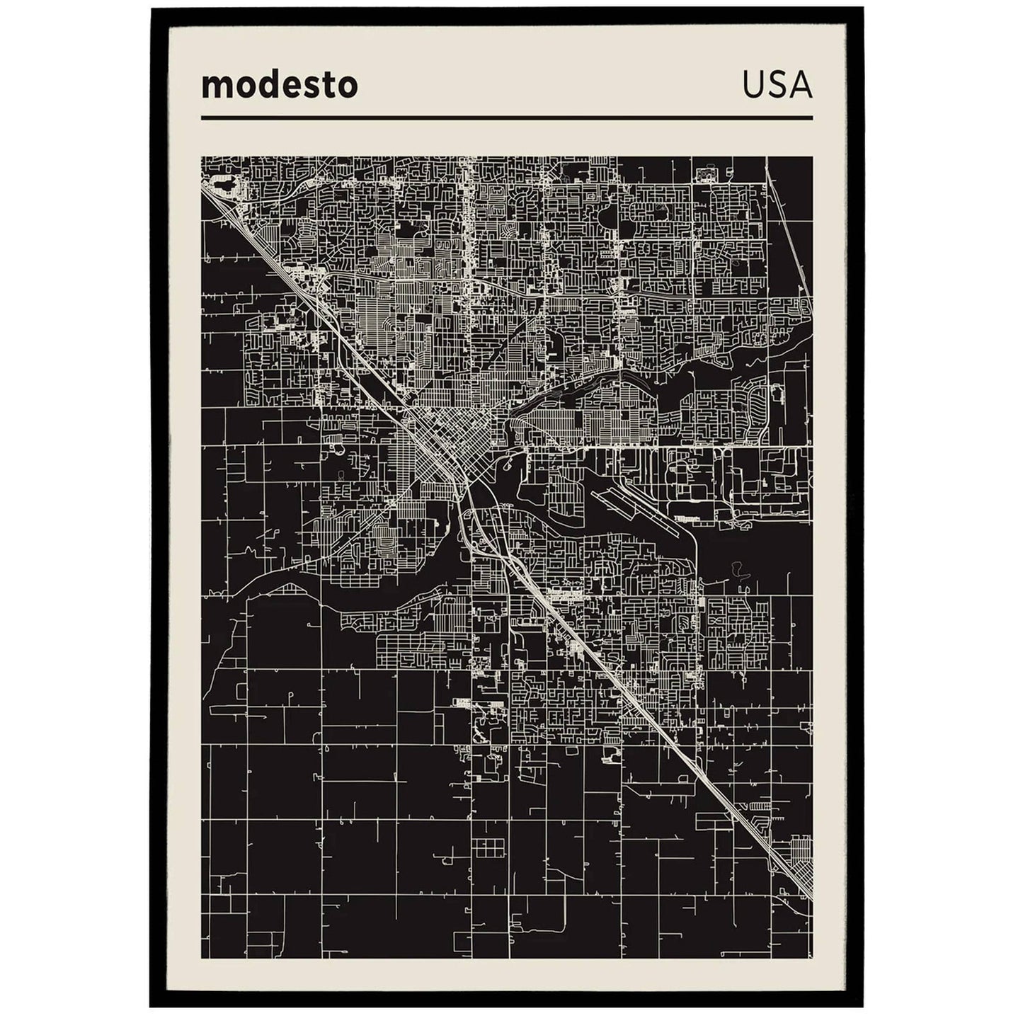 Modesto, USA - City Map Poster - HypeSheriff