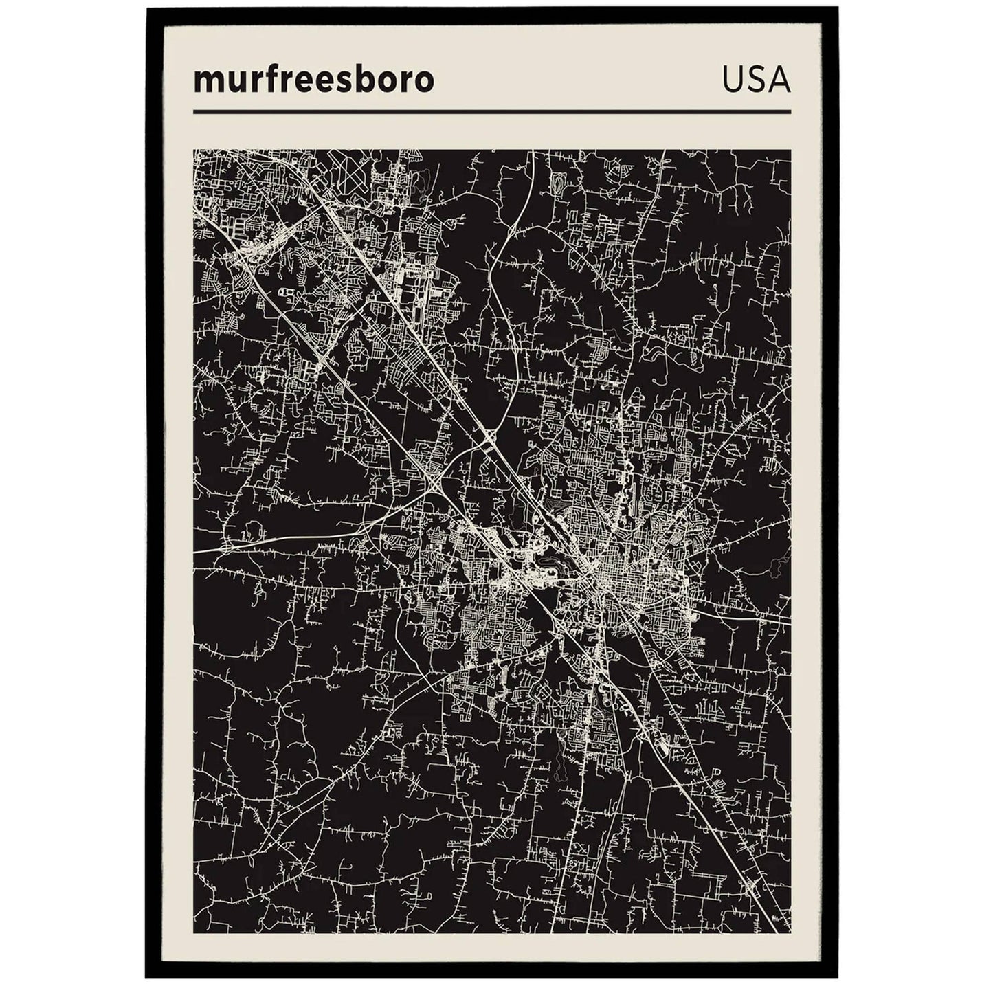 Murfreesboro, TN - USA City Map Poster - HypeSheriff