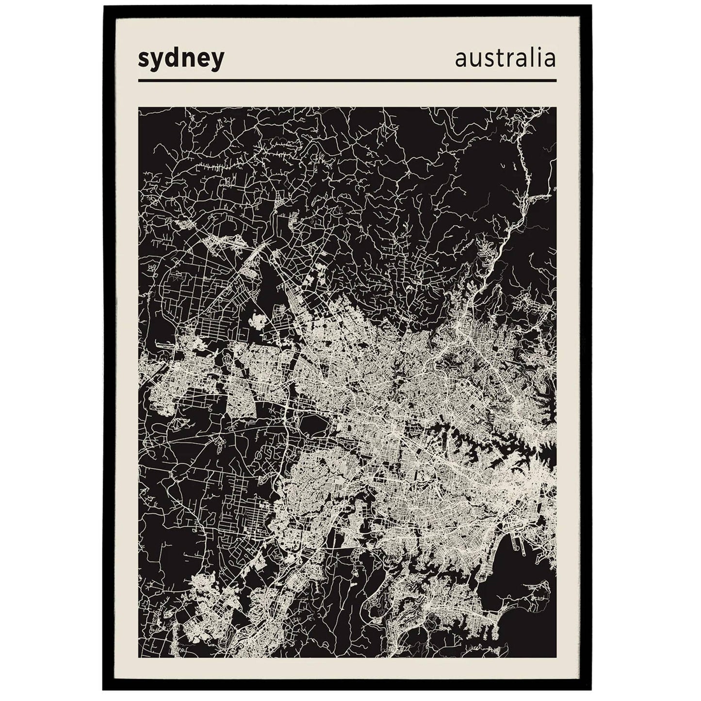 Sydney, Australia - Map Poster Print - HypeSheriff