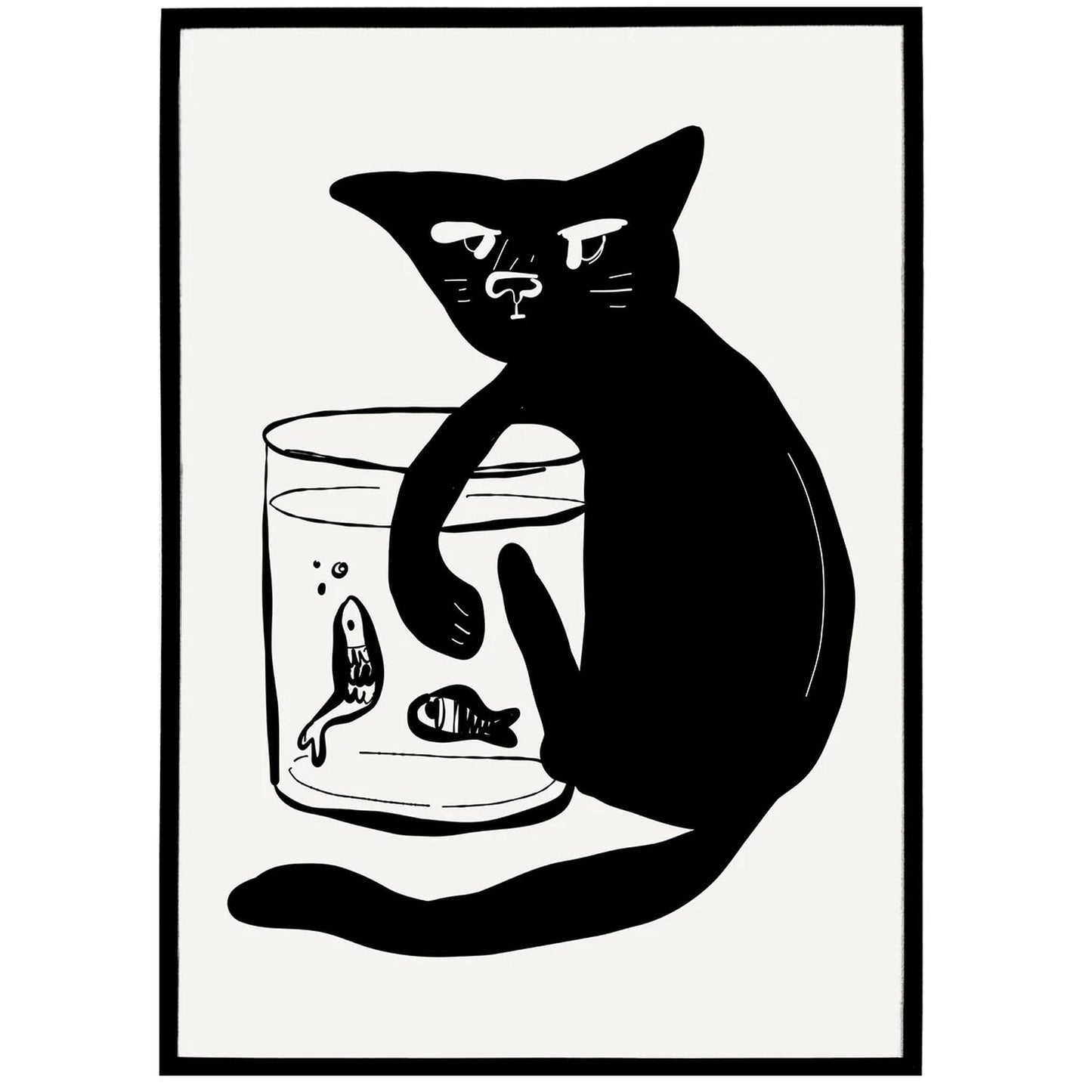 Handdrawn Funny Cat Poster - HypeSheriff