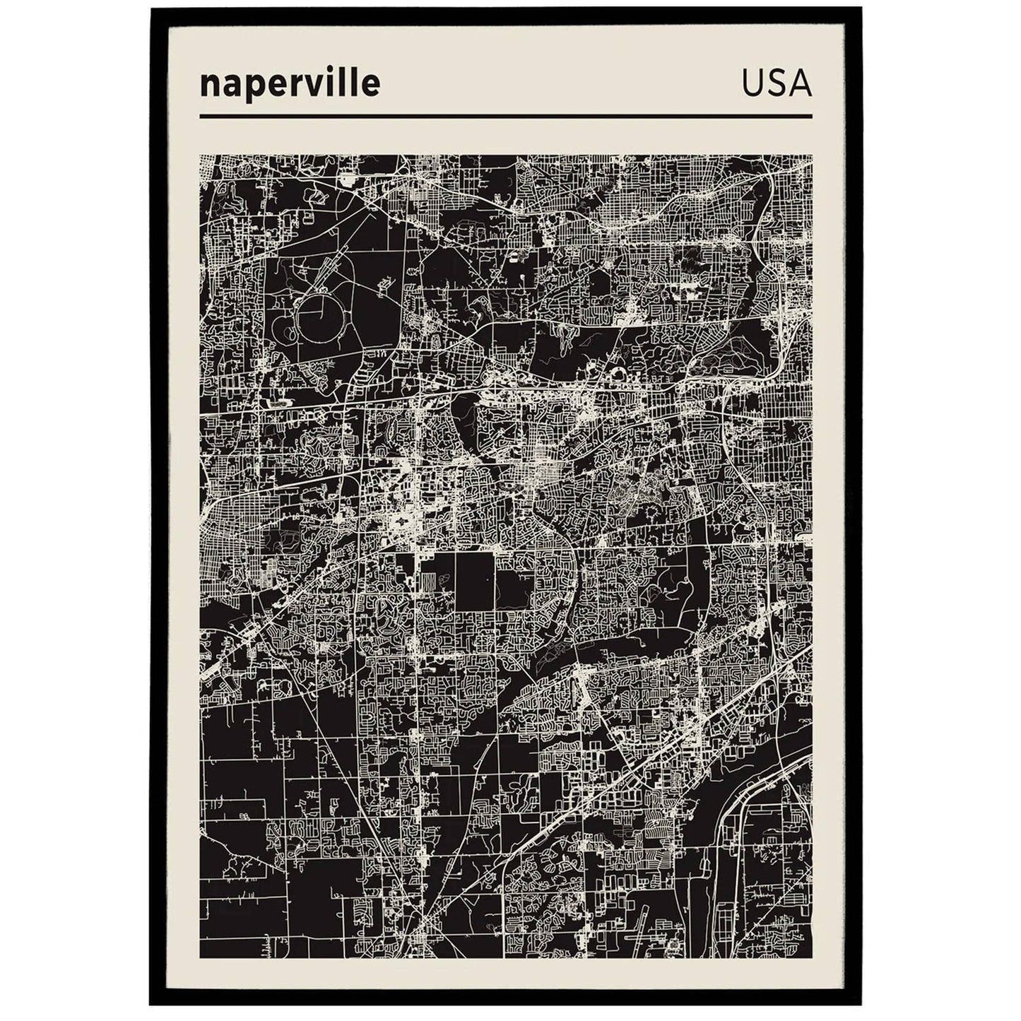 Naperville USA - City Map Poster - HypeSheriff