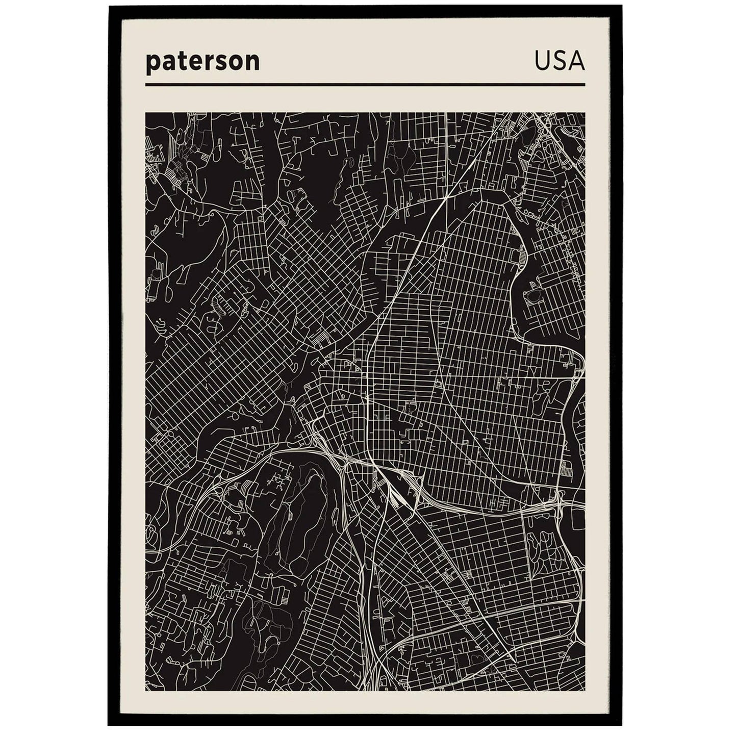 Paterson, USA - City Map Poster - HypeSheriff