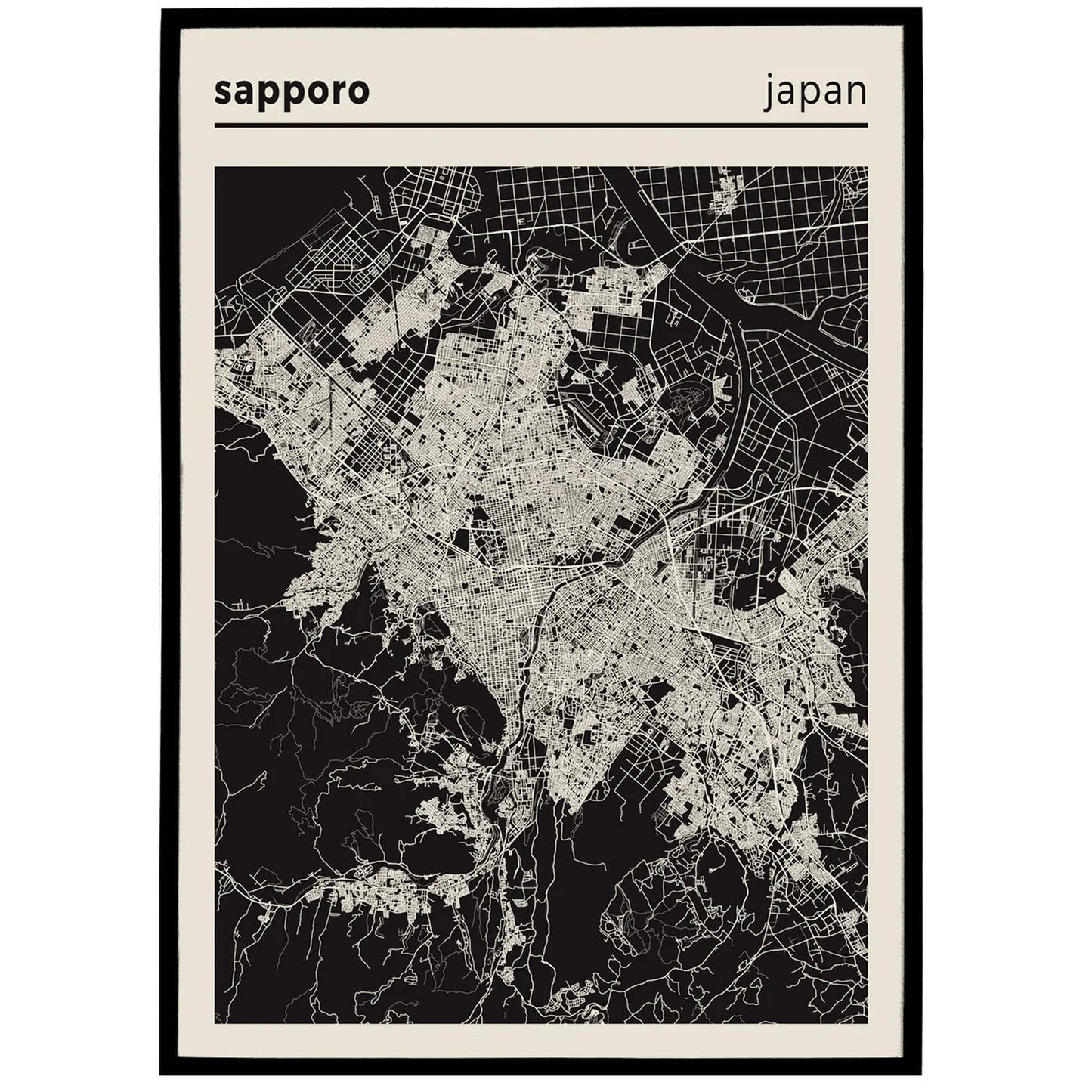 Sapporo, Japan - City Map Poster - HypeSheriff