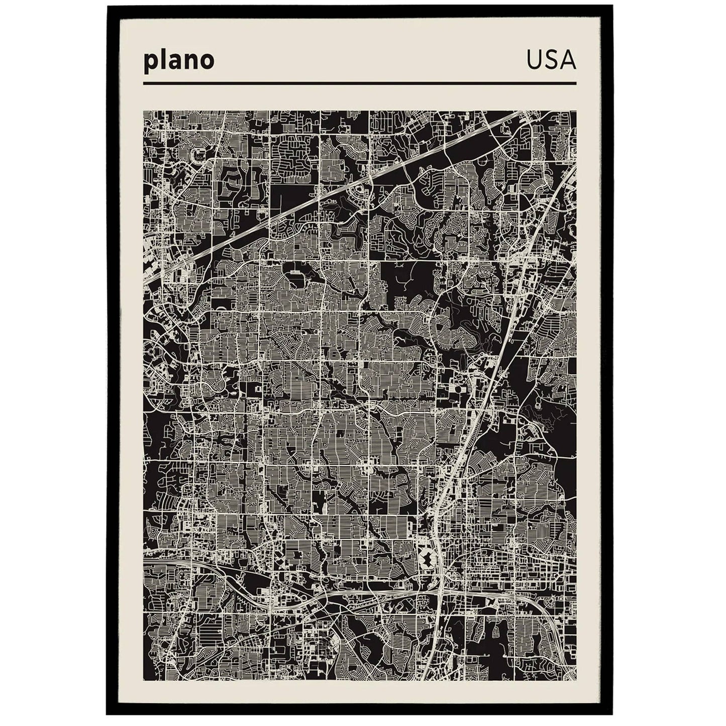 Plano, Texas - City Map Poster - HypeSheriff