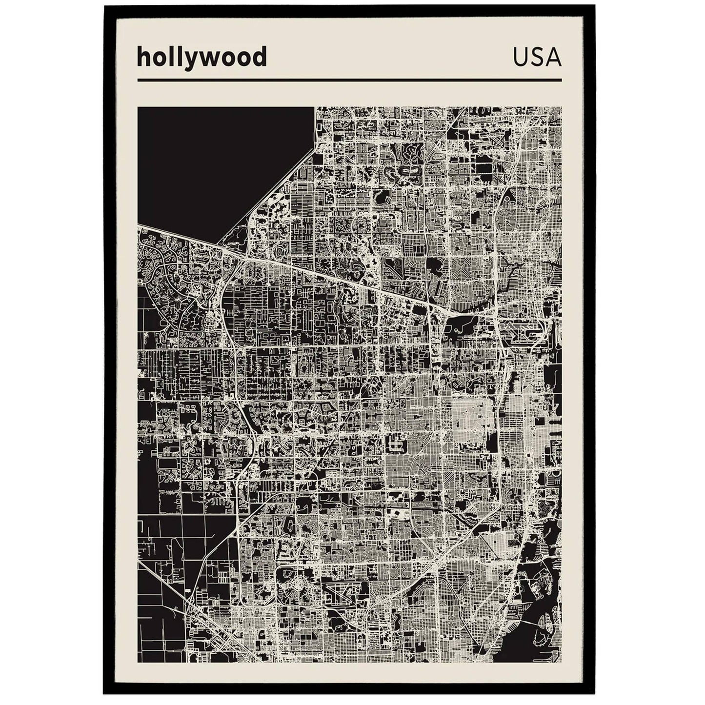 Hollywood City Map Poster - HypeSheriff