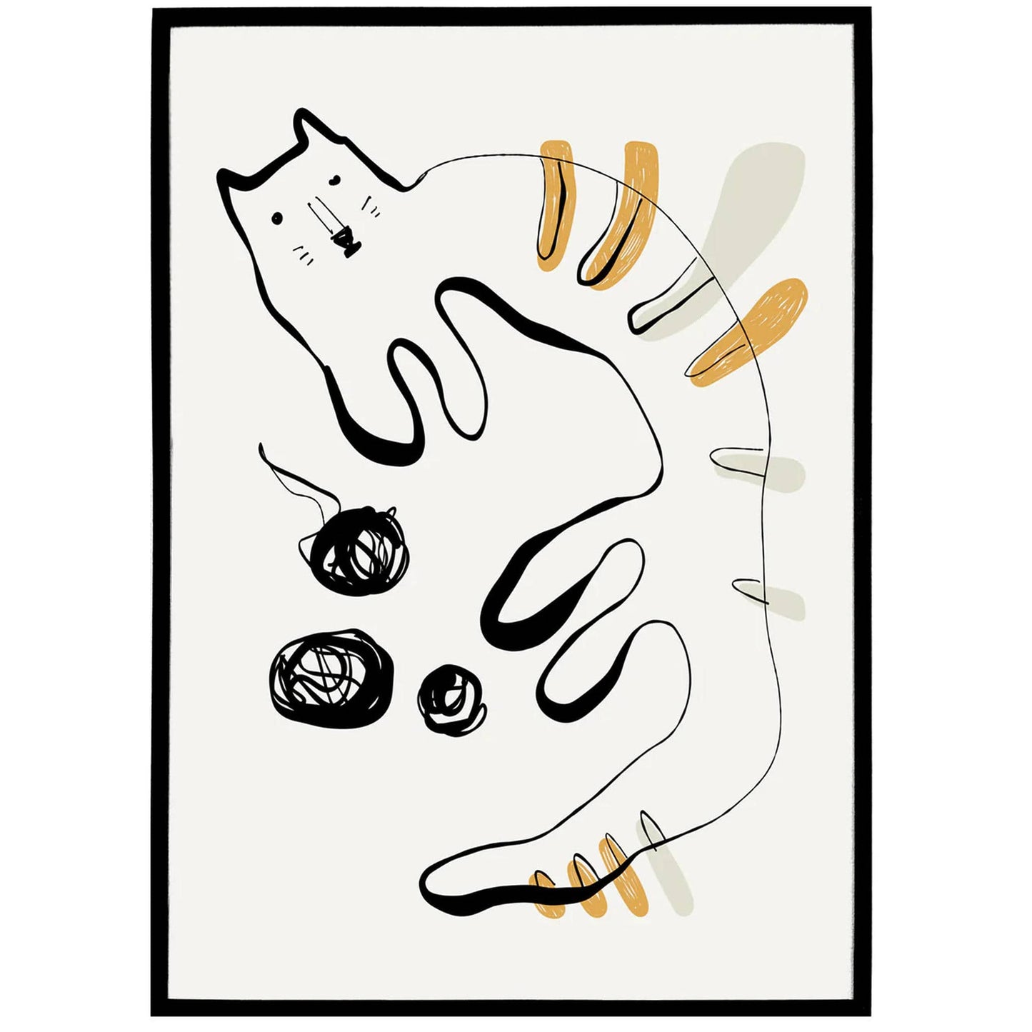 Handdrawn Black Ink Funny Cat Poster - HypeSheriff