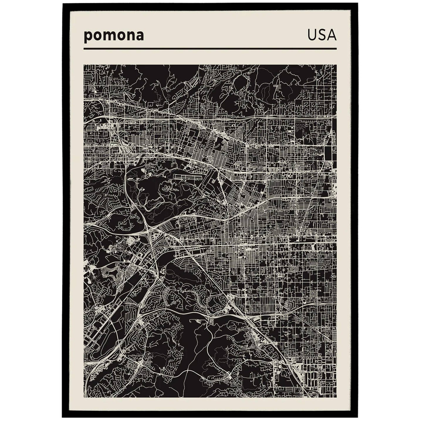 Pomona, California - City Map Poster - HypeSheriff