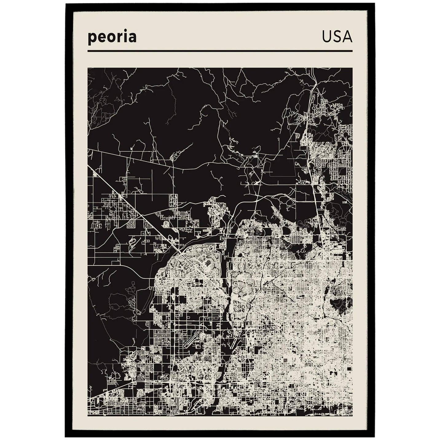 Peoria, USA - City Map Poster - HypeSheriff