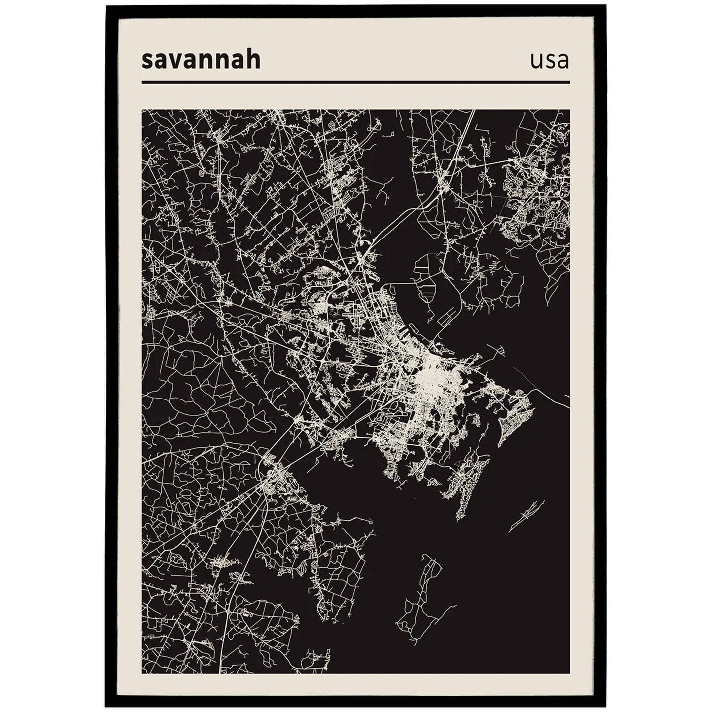USA Savannah City Map Poster - HypeSheriff