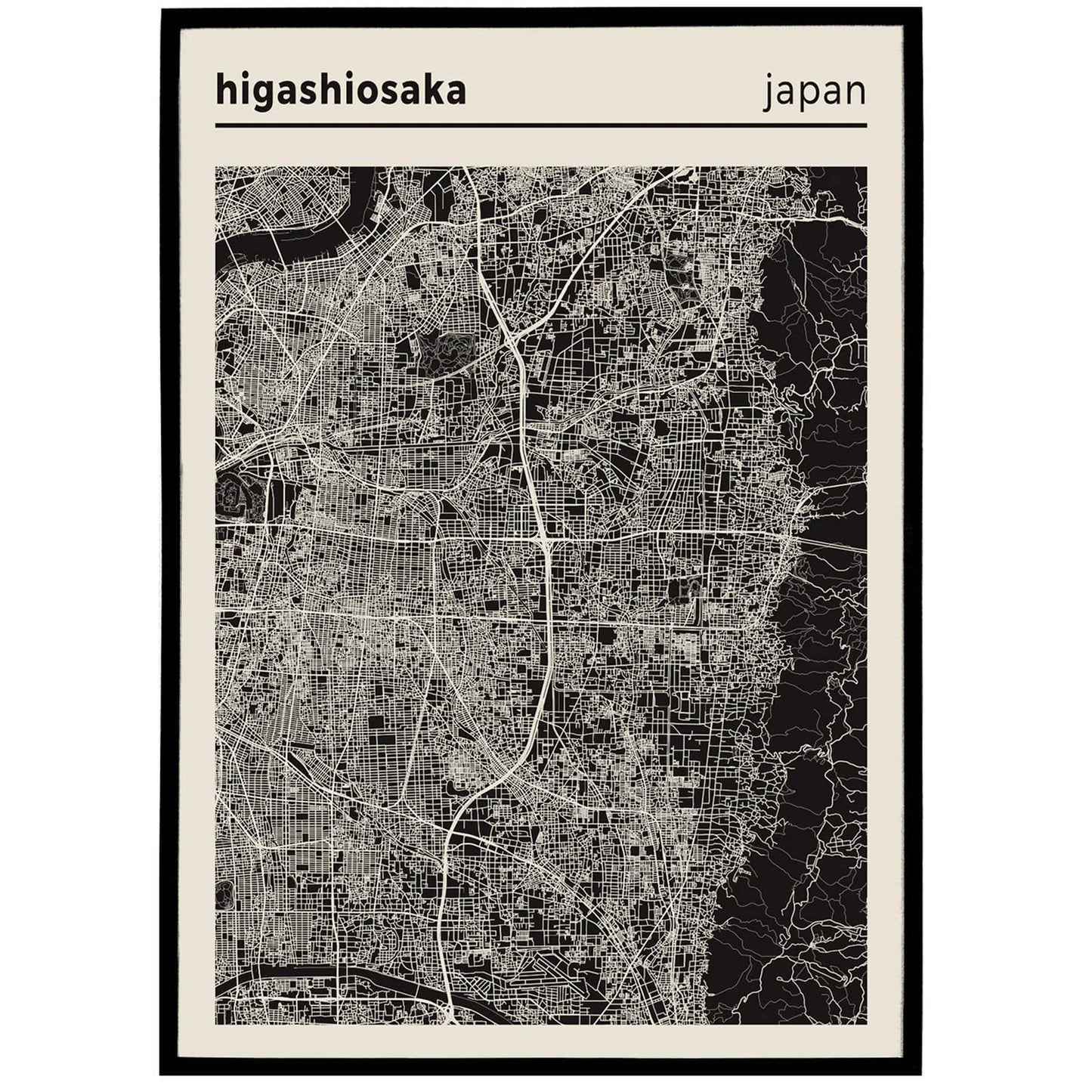 Higashiosaka City Map Poster - Japan - HypeSheriff