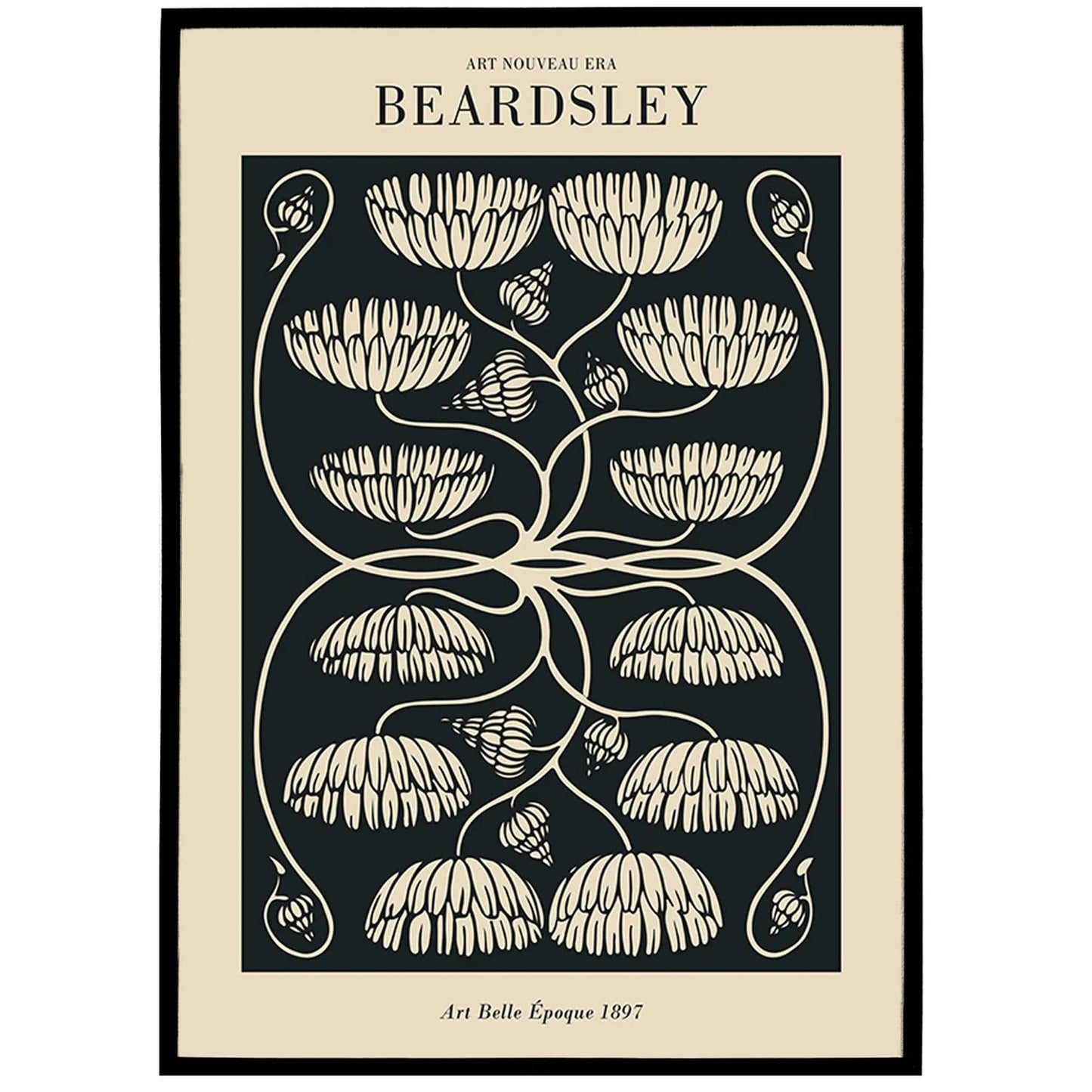 Black Beige Art Nouveau Poster - HypeSheriff