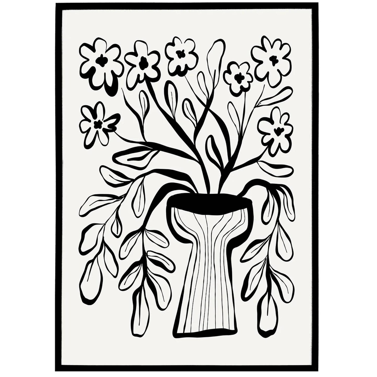 Black Ink Handdrawn Floral Art Poster - HypeSheriff