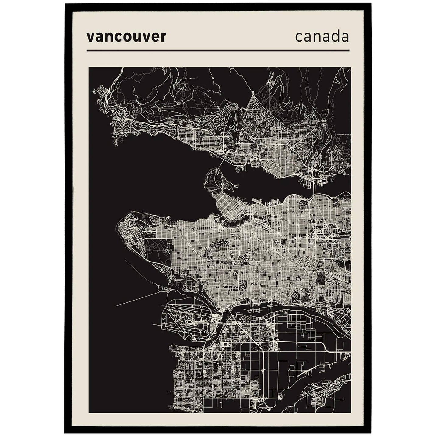 Vancouver, Canada - Map Poster Print - HypeSheriff