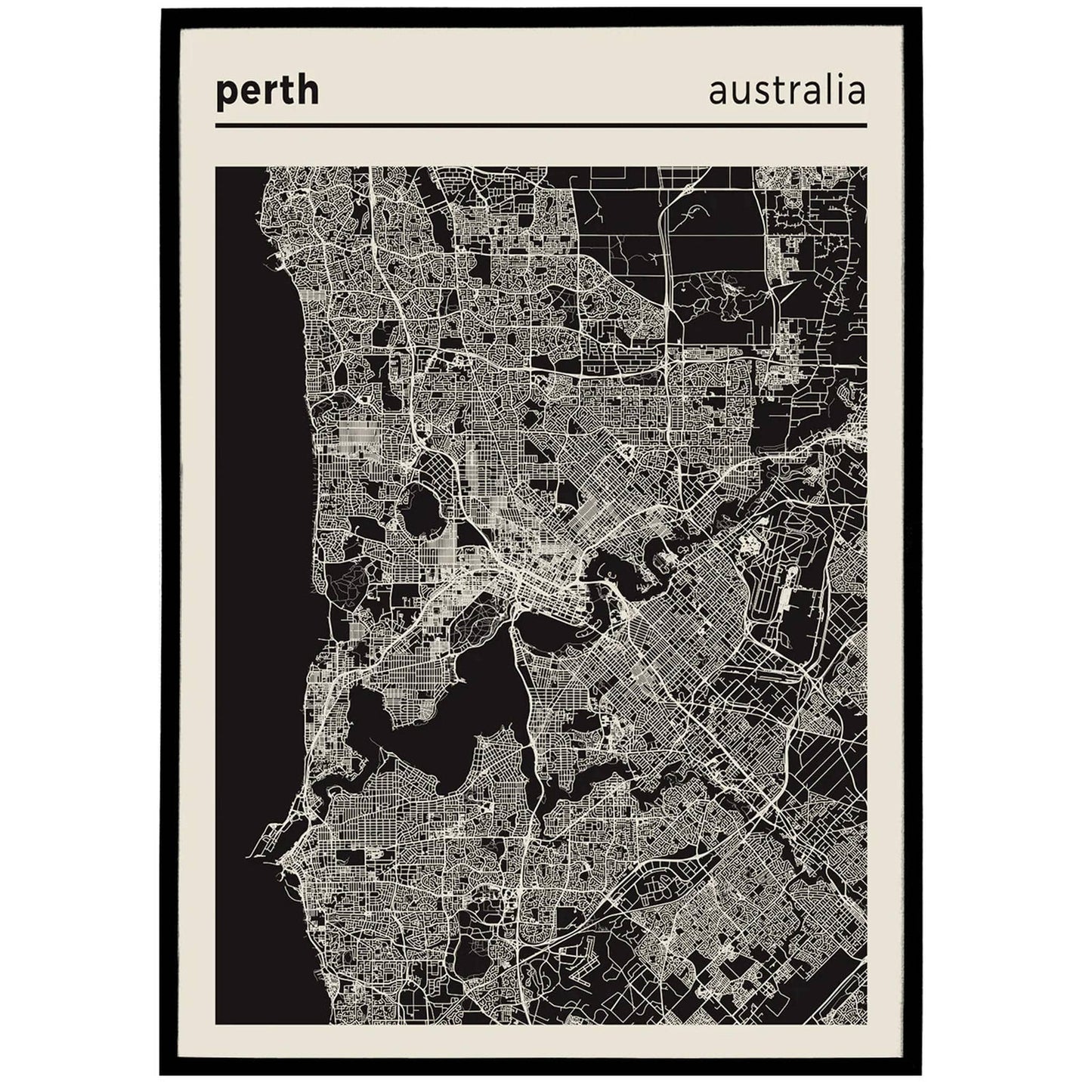 Perth, Australia - Map Poster Print - HypeSheriff