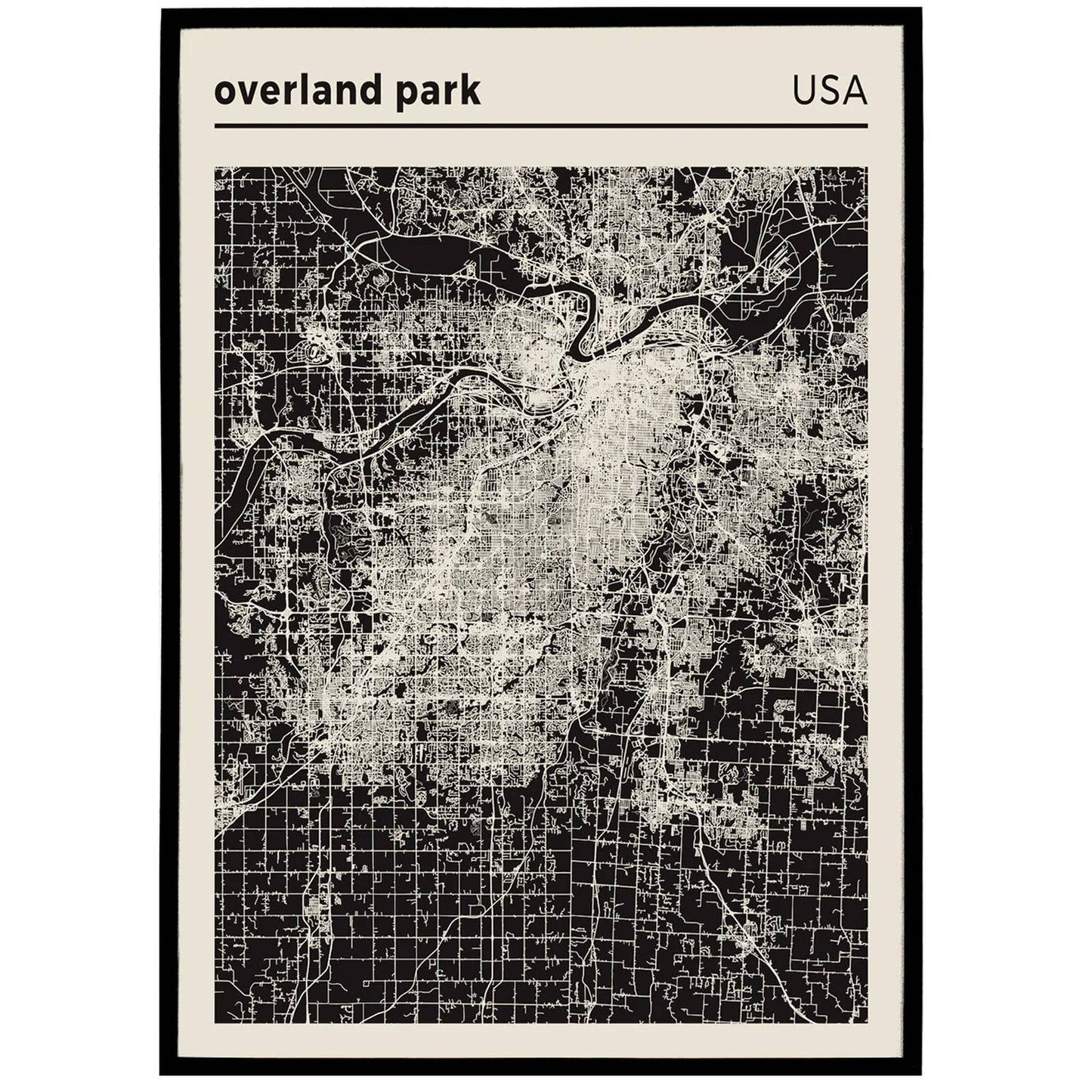 USA, Overland Park map poster - HypeSheriff