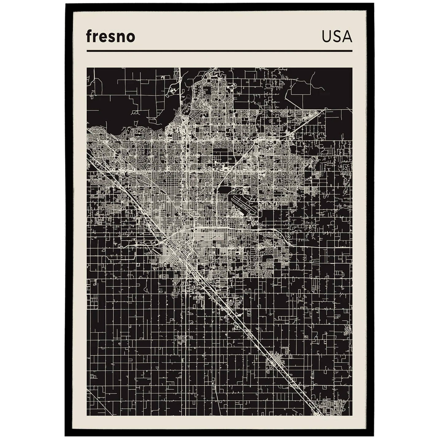 Fresno City Map Poster - HypeSheriff