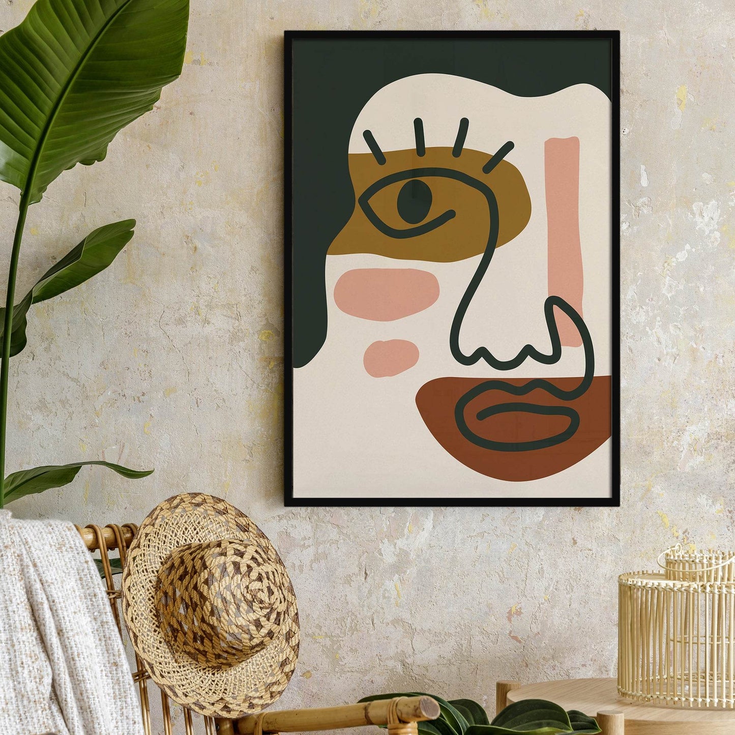Earth Colors Cubist Drawing Poster - HypeSheriff