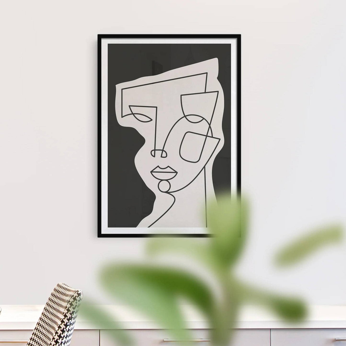 Line Art Woman Face - Cubism Poster - HypeSheriff