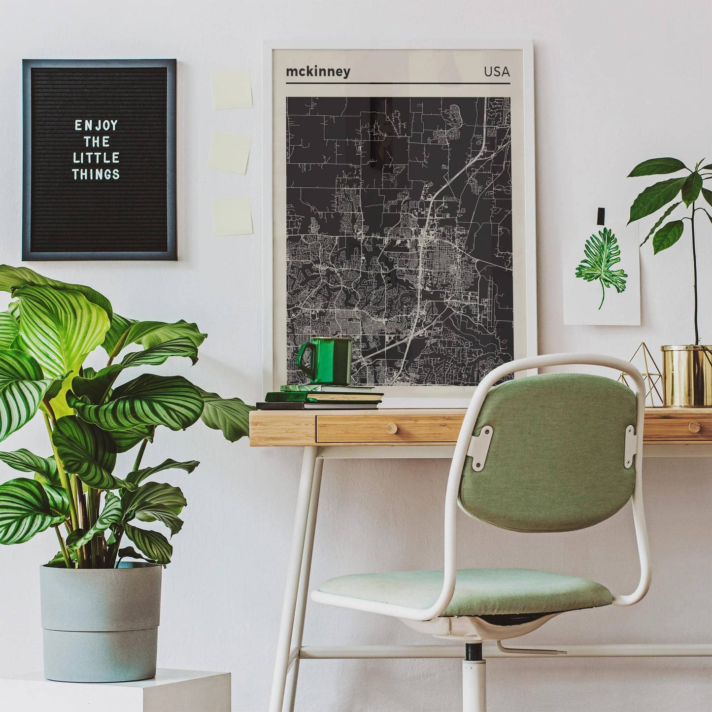 McKinney, USA. Black and White Map Poster - HypeSheriff