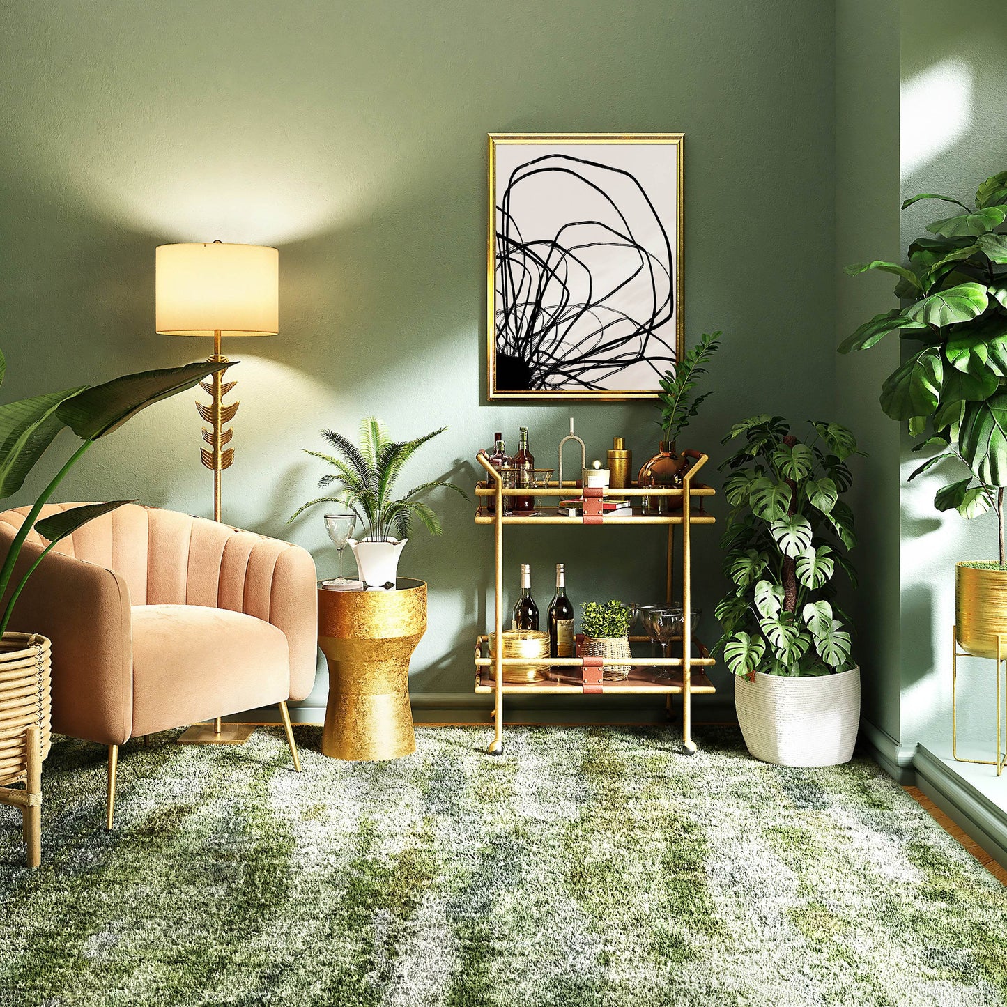 B&W Scandinavian Floral Poster - HypeSheriff