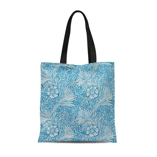Blue Marigold Pattern Tote - HypeSheriff