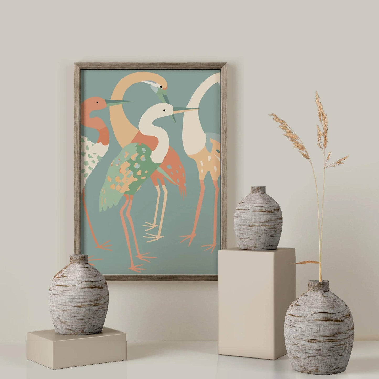 Long Neck Cranes Illustration Print - HypeSheriff