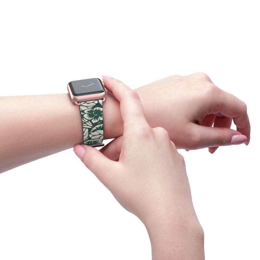 Green Floral Apple Watch Band - HypeSheriff
