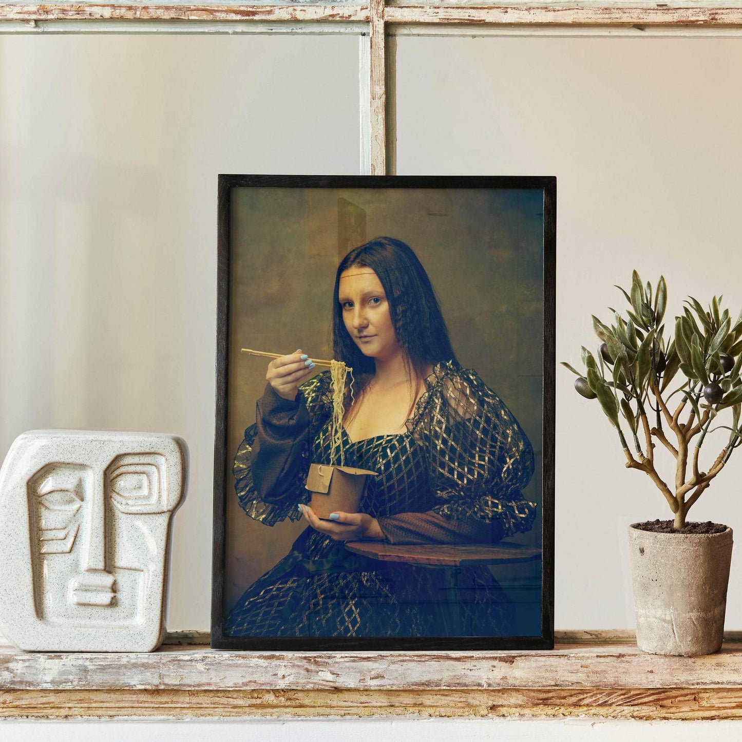 Funny Mona Lisa with ramen - HypeSheriff