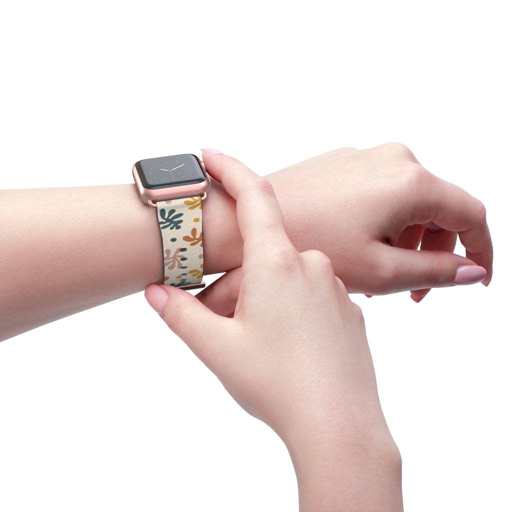 Flowers Beige Apple Watch Band - HypeSheriff