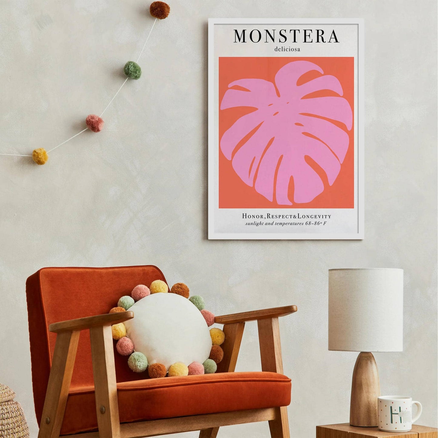 MONSTERA Deliciosa - Pink and White Poster - HypeSheriff