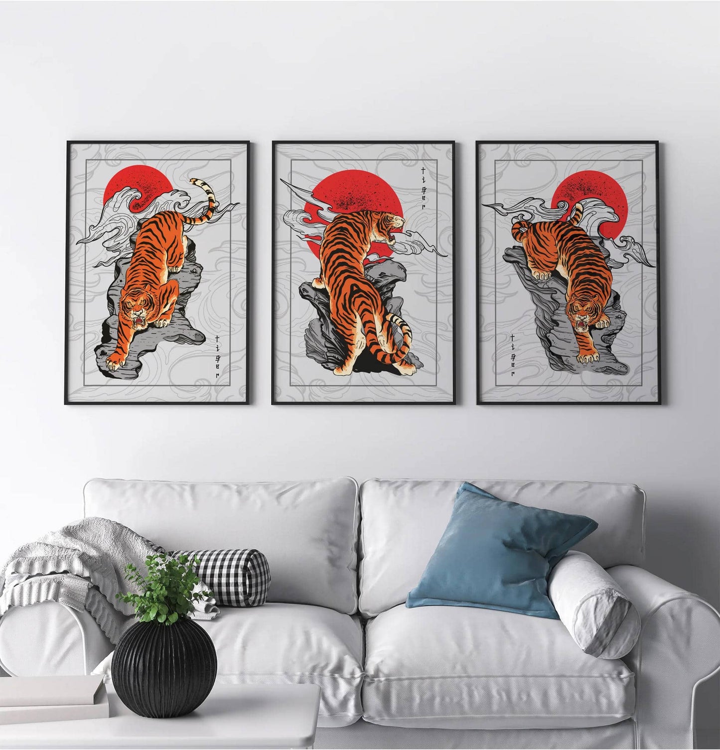 Set of 3 Japanese Tiger Art Prints - HypeSheriff