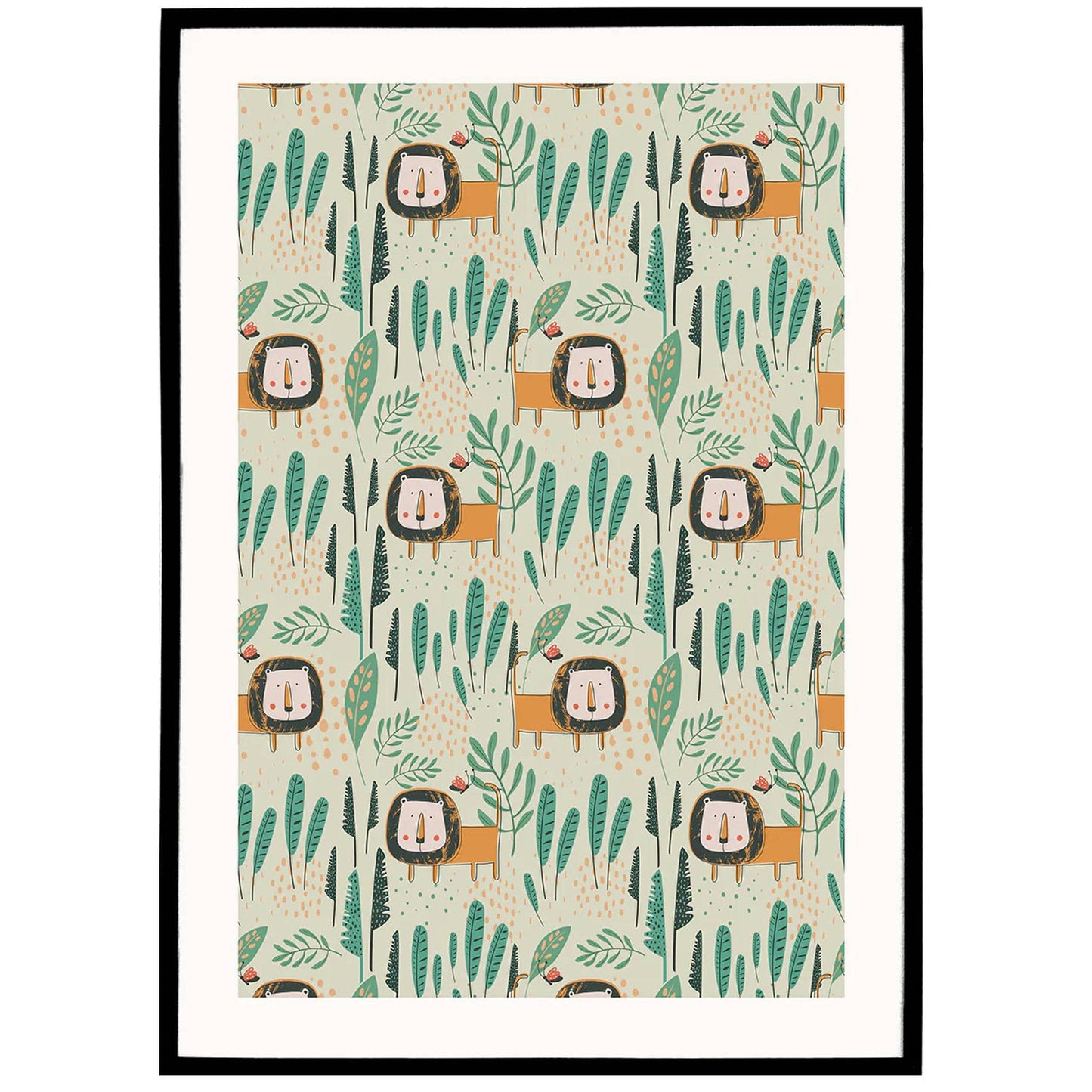 Scandi Jungle Lion Poster - HypeSheriff