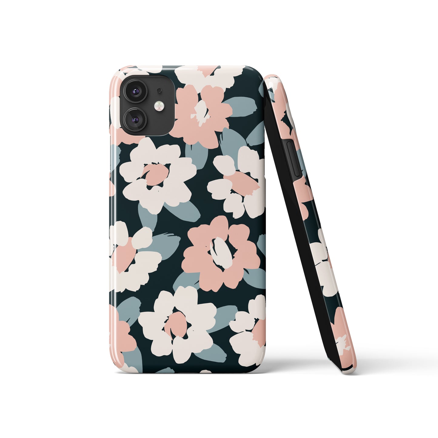 Pink and Blue Floral Pattern iPhone Case - HypeSheriff