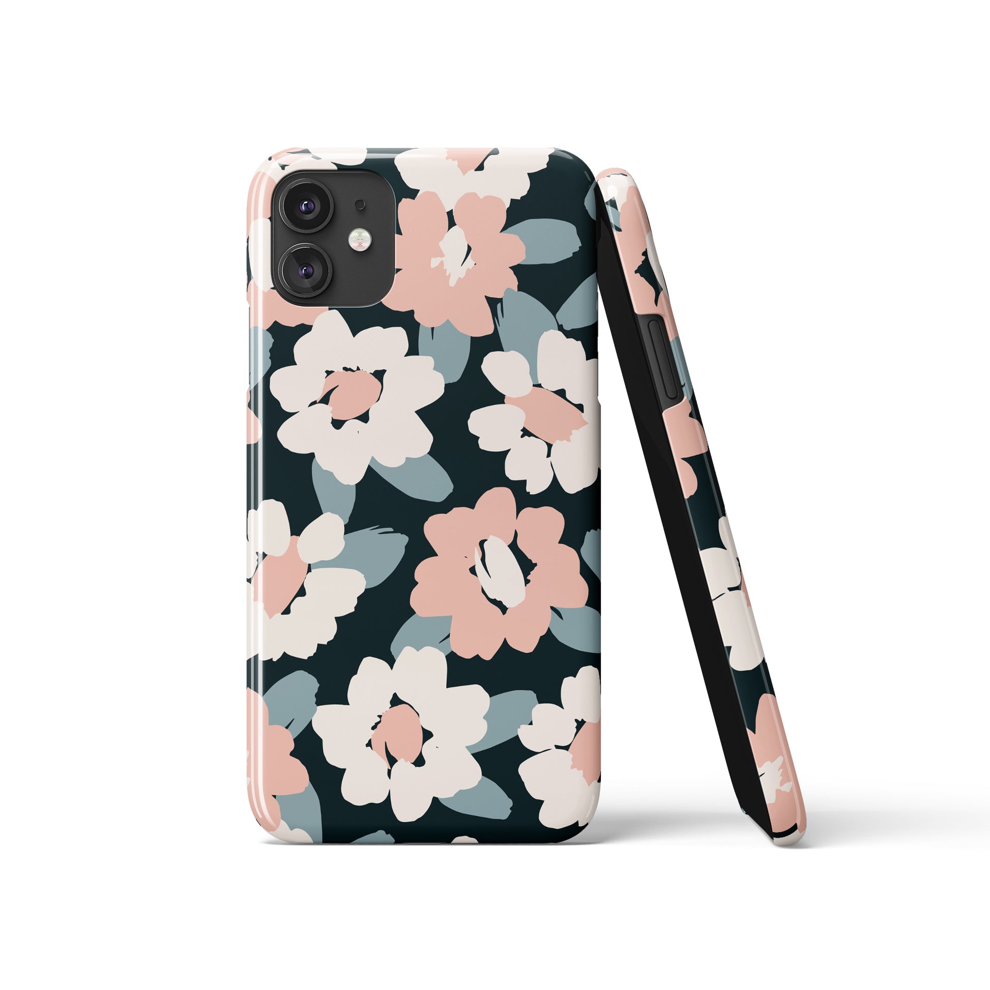 Pink and Blue Floral Pattern iPhone Case - HypeSheriff