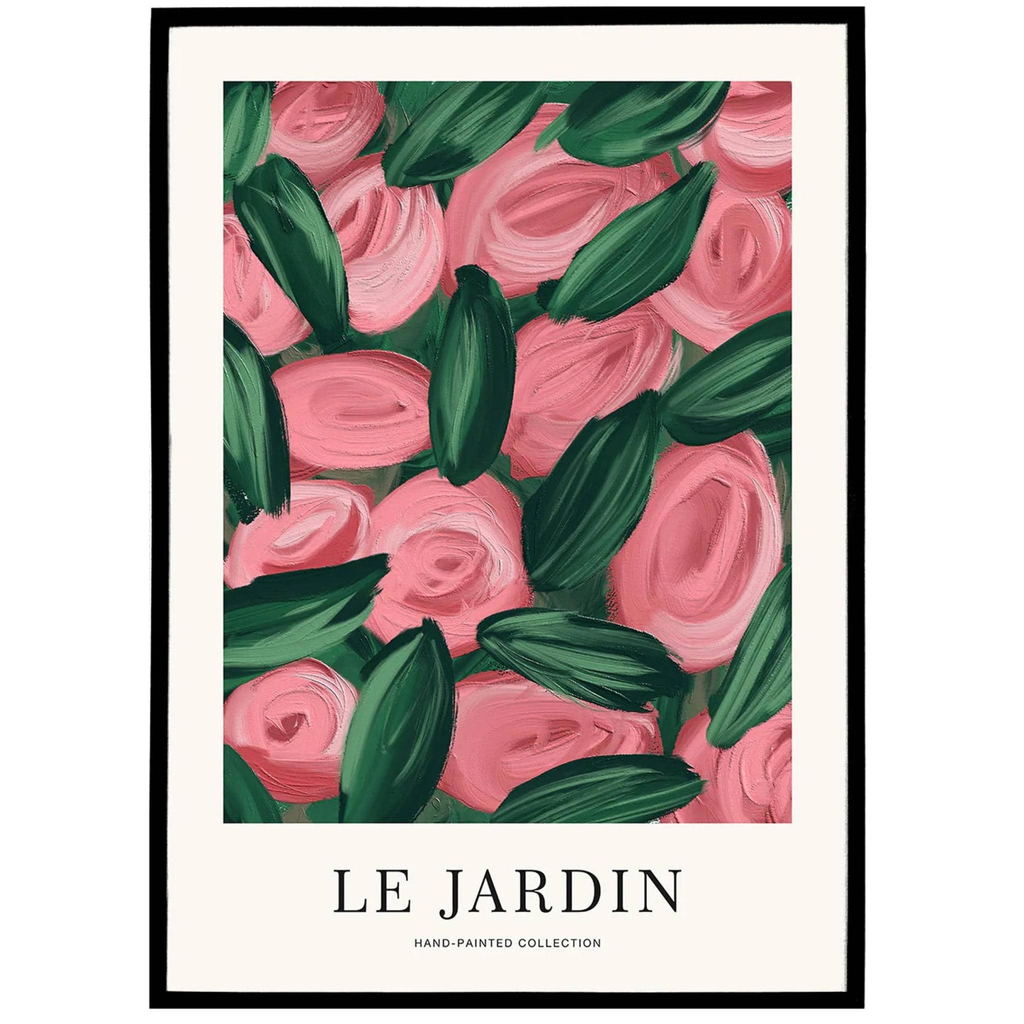 Le Jardin Pink Roses Handdrawn Poster - HypeSheriff