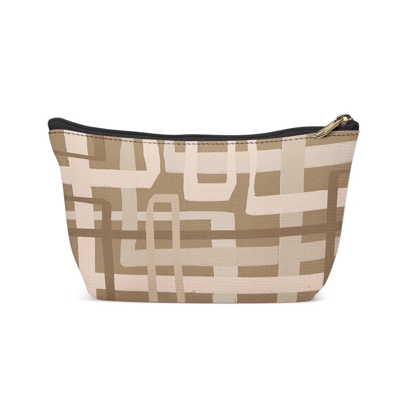 Beige Geometric Art Make-up Bag - HypeSheriff