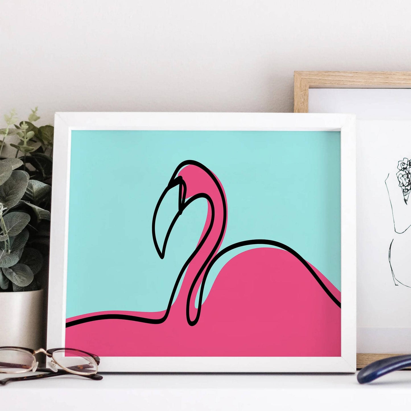 Flamingo Line Art Print - HypeSheriff